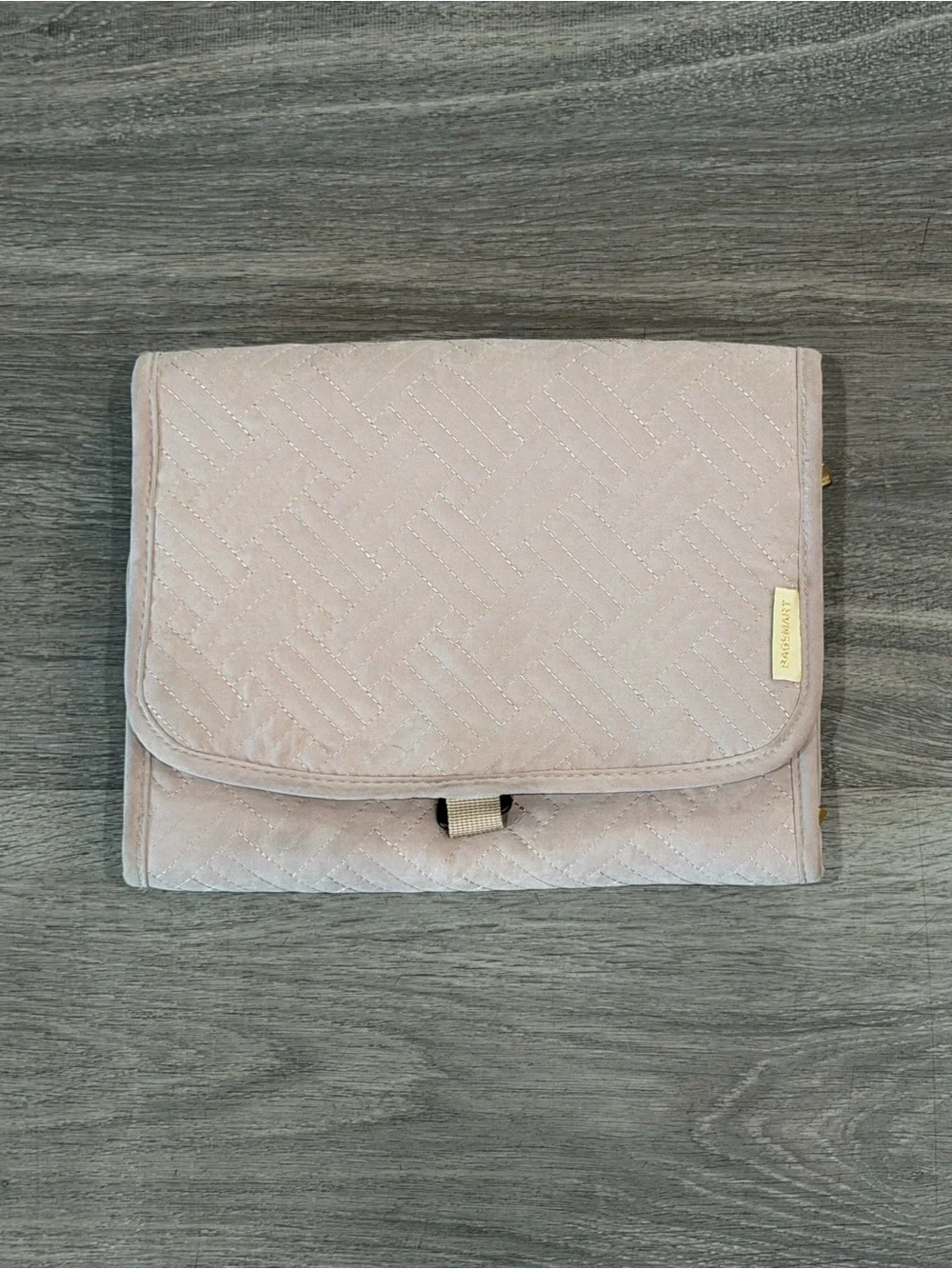 BAGSMART Quilted Hanging Travel Jewelry Organizer Case Roll Blush Pink